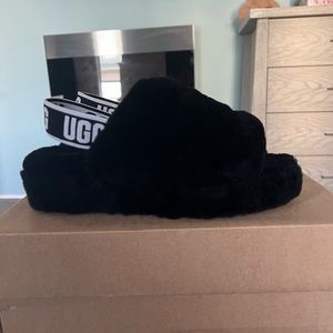 Black Fluff Yeah Ugg Slippers